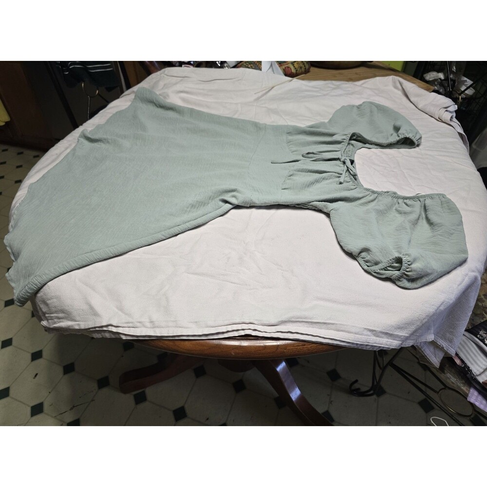 DRESS Streetwear Society L.  Dress Casual Short Puff Sleeve Mint Green - Picture 3 of 16